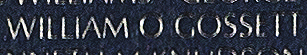 Engraved name on The Wall of Private First Class William O. Gossett, U.S. Army